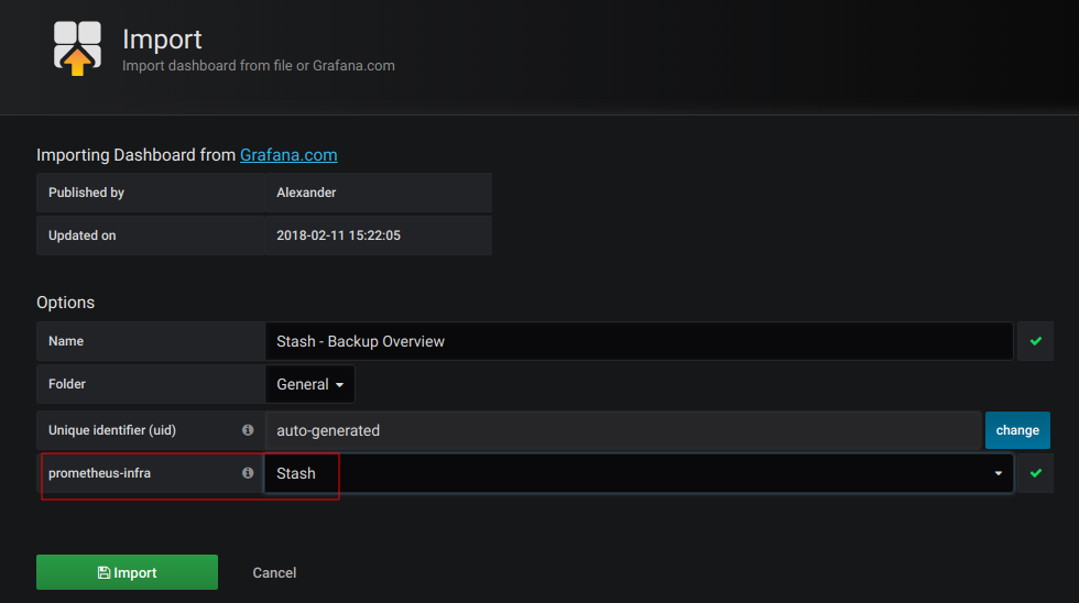 Grafana: Select data source