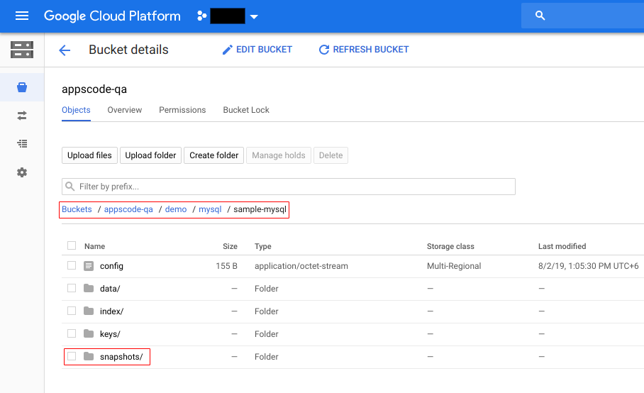 Backup data in GCS Bucket