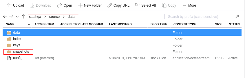 Backup data in Azure Blob Storage Container