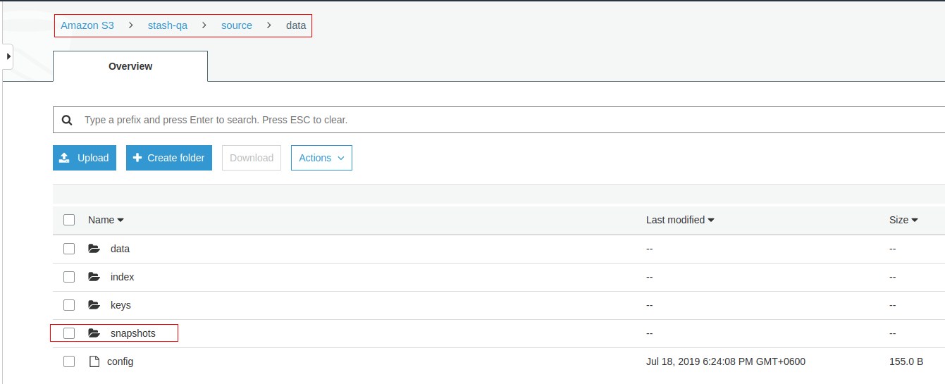 Backup data in AWS s3 Bucket