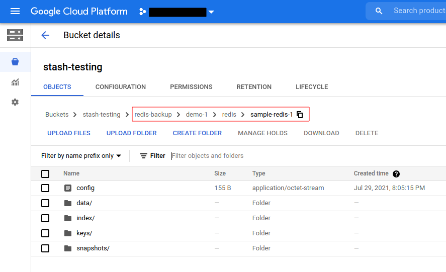 Backup data in GCS Bucket