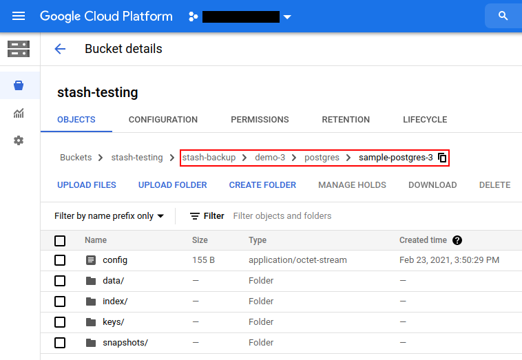 Backup data in GCS Bucket