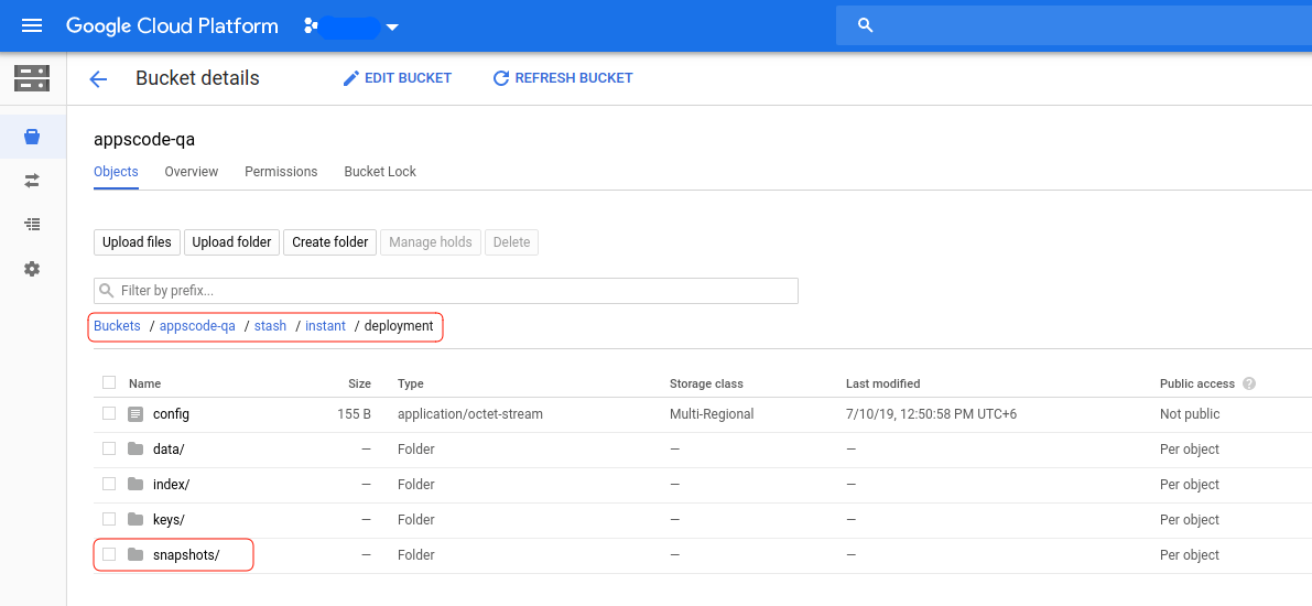 Backup data in GCS Bucket