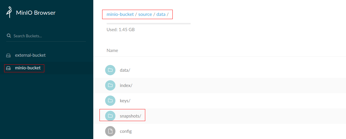 Backup data in Minio Bucket