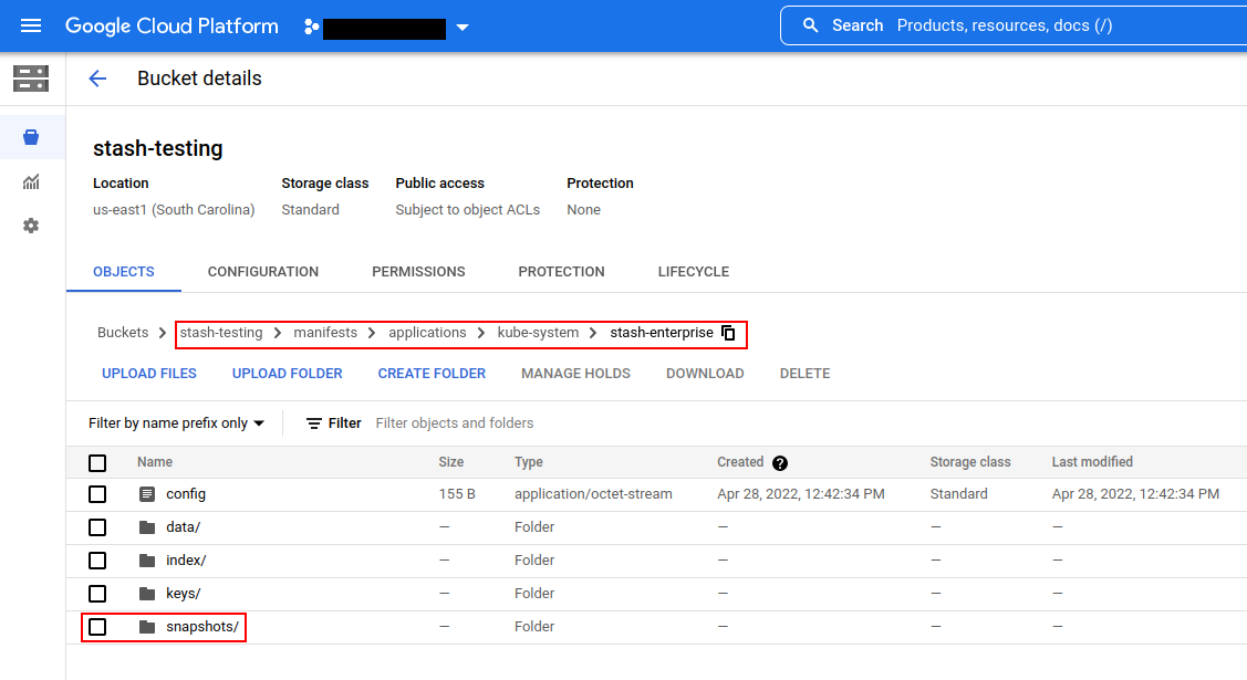 Backup data in GCS Bucket