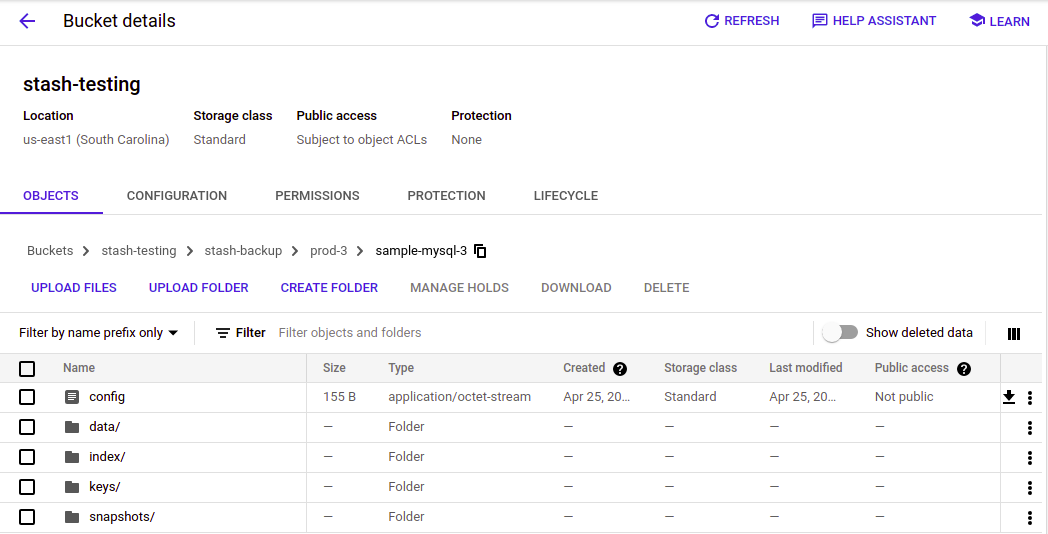 Backup data of sample-mysql-3 GCS backend