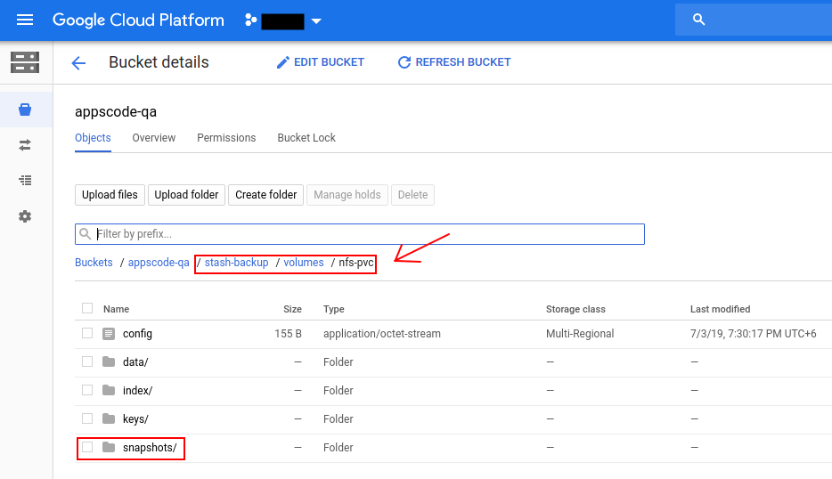 Backed up data of a stand-alone PVC in GCS backend