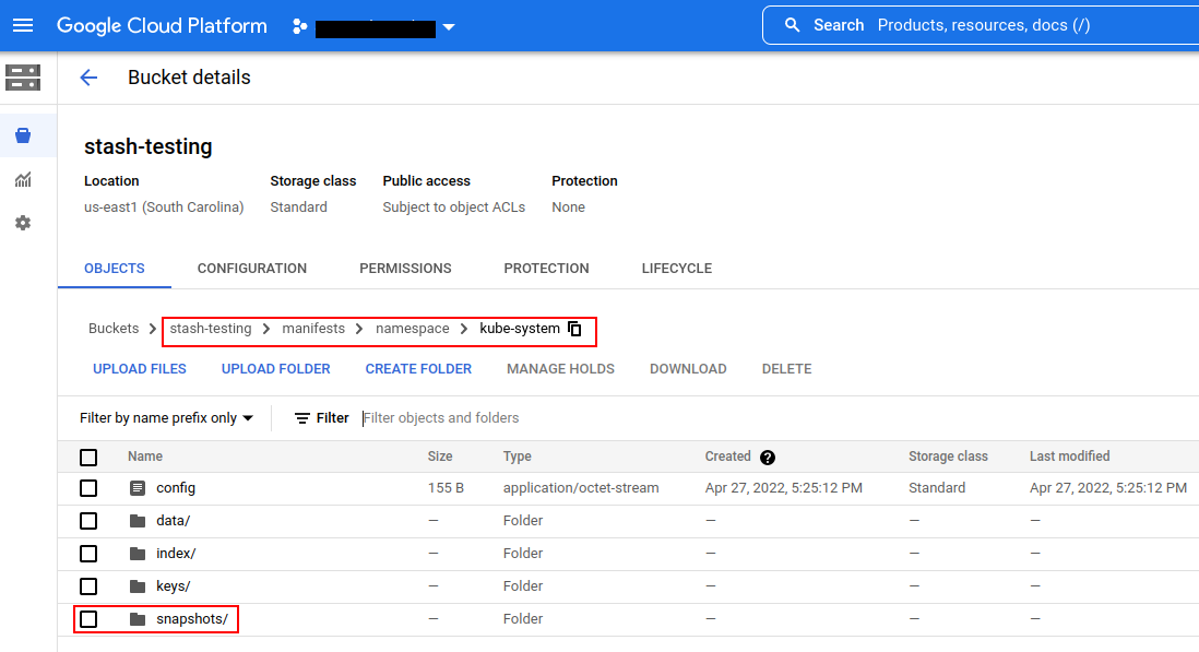 Backup data in GCS Bucket