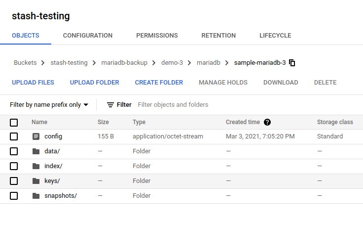 Backup data in GCS Bucket