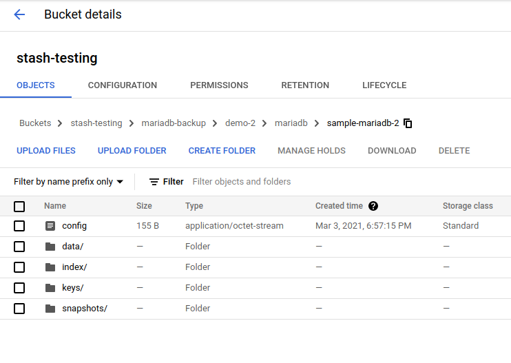 Backup data in GCS Bucket