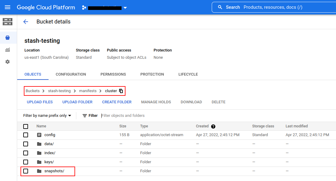 Backup data in GCS Bucket