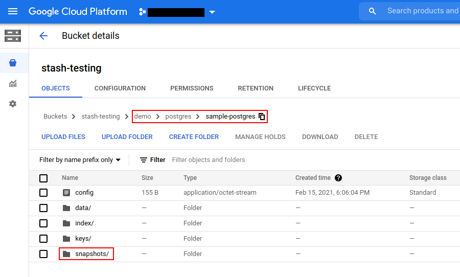 Backup data in GCS Bucket