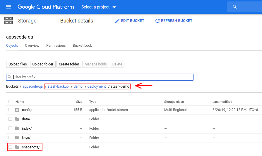 Backup data in GCS backend