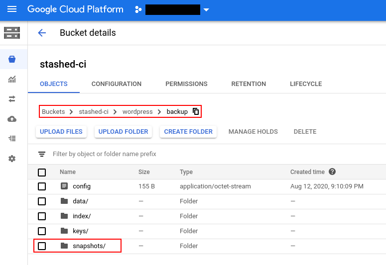 Backup data in GCS Bucket